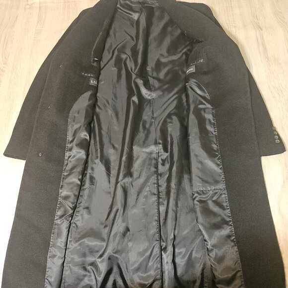 Mens Lauren Ralph Lauren 44L Dark Gray Wool Cashmere Trench Style Overcoat - Picture 4 of 10